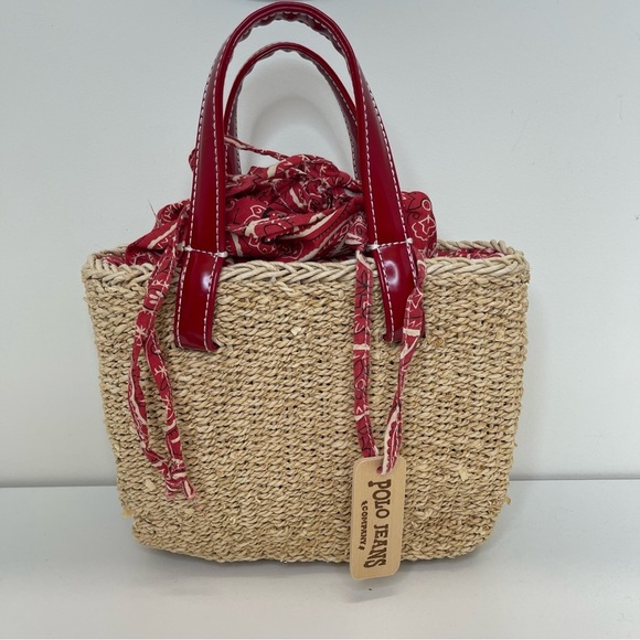 Polo Ralph Lauren Handbags - Polo Ralph Lauren VTG Raffia Small Shoulder bucket Bag bandanna interior Y2K